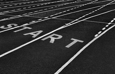 Start written on running track