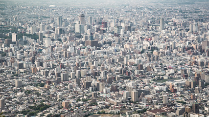 Sapporo city in the evening of springtime