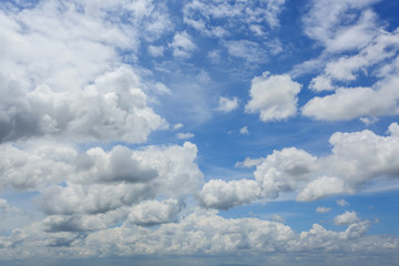 white fluffy cloudy above summer sky background