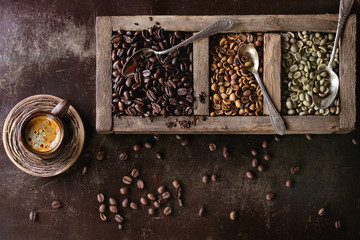 Fototapeta na wymiar Variation of coffee beans