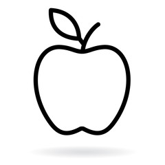 Apple line drawing. Apple black silhouette. Vector illustration