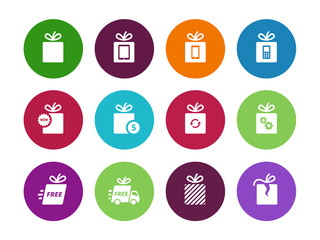 Illustration of set gift boxes on white.