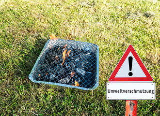 Achtung Schild Einweggrill
