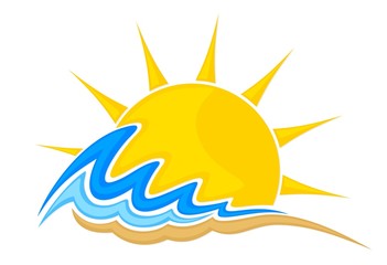 Sun with sea and sandy coast.