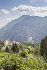 Fototapeta na wymiar Mountain landscape of foothills of the Alps