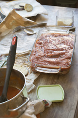 preparing eggplant parmigiana