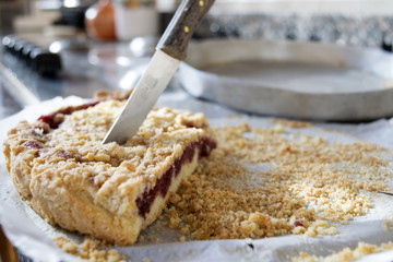 home made jam crumble tart or sbriciolata