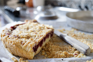 home made jam crumble tart or sbriciolata