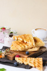 Breakfast with belgian waffles