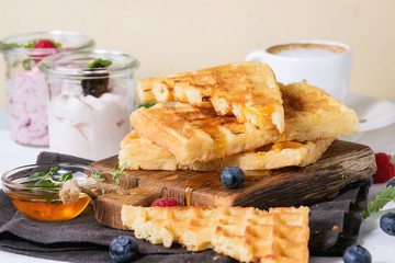Breakfast with belgian waffles