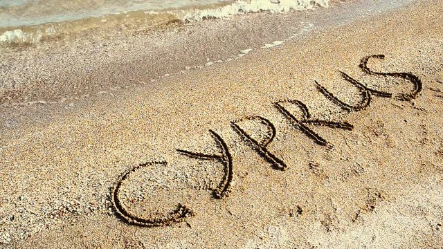 Inscription on sand Cyprus.