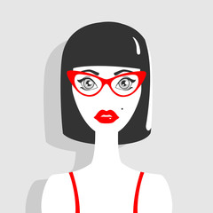 Vector Illustration Retro brunette girl