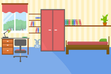 Vector illustration of colorful children room