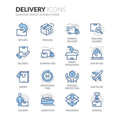 Naklejka premium Line Delivery Icons