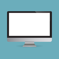 Realistic computer monitor isolated on a white background. Vector illustration