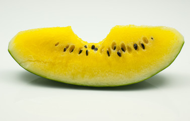 watermelon yellow on white background bited