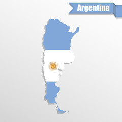 Argentina map with flag inside and ribbon