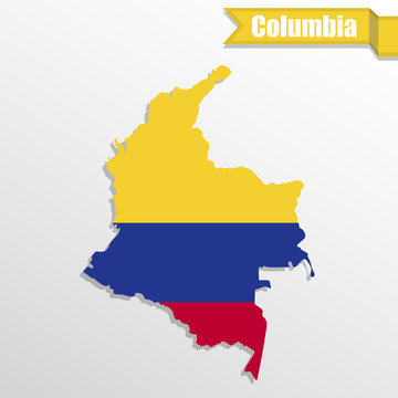 Columbia map with flag inside and ribbon