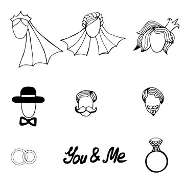 Wedding userpic with lettering You and me, ring with diamond