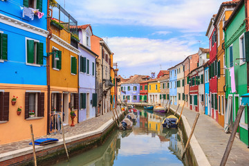Fototapeta na wymiar Colorful Houses in Burano island, Italy