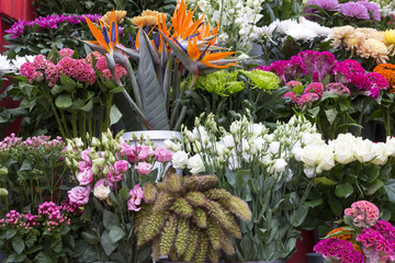 Frische Blumen vor einem Blumenladen