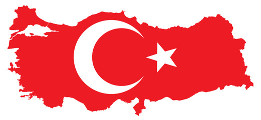 Turkey Map with Turkish Flag