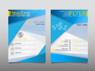Blue annual report brochure flyer design template vector, Leaflet cover presentation abstract geometric background, layout in A4 size
