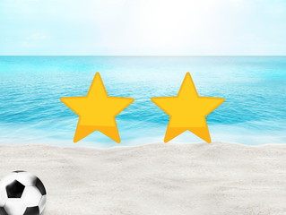 Fototapeta na wymiar Football soccer beach sunny ocean 3D