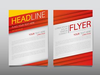 Red line annual report brochure flyer design template vector, Leaflet cover presentation abstract geometric background, layout in A4 size