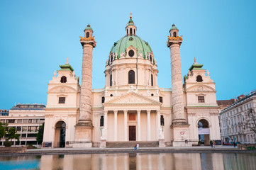Fototapeta na wymiar View of famous Saint Charles's Cathedral in Vienna, Austria