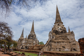 Naklejka premium Wat Sri Sanphet landmark cultural organization UNESCO, which was registered as a World Heritage Ayutthaya, Thailand.