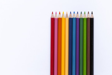 Colorful color pencil on white background