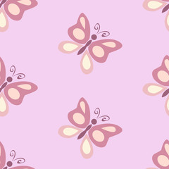 Pretty pink butterflies, Seamless background with pink butterflies
