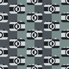Monochrome camera pattern, Seamless pattern with cameras, flat design
