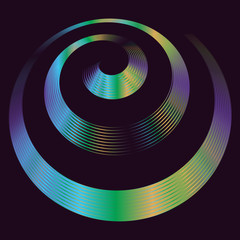 Green-orange-blue spiral text template on purple background