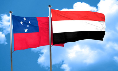 Fototapeta na wymiar Samoa flag with Yemen flag, 3D rendering