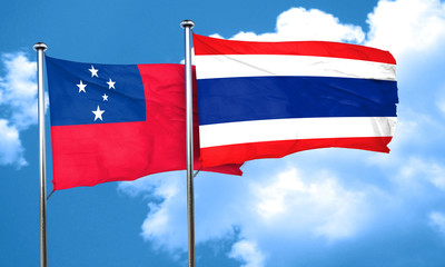 Samoa flag with Thailand flag, 3D rendering