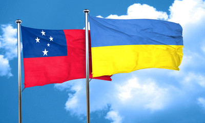 Samoa flag with Ukraine flag, 3D rendering