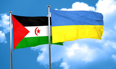Western sahara flag with Ukraine flag, 3D rendering