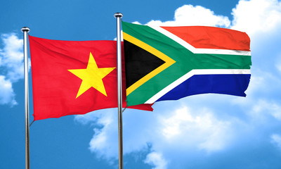 Vietnam flag with South Africa flag, 3D rendering