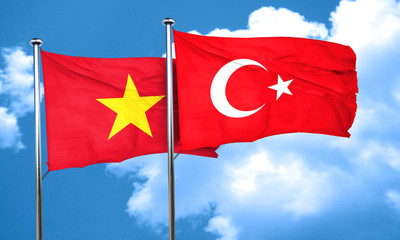 Vietnam flag with Turkey flag, 3D rendering