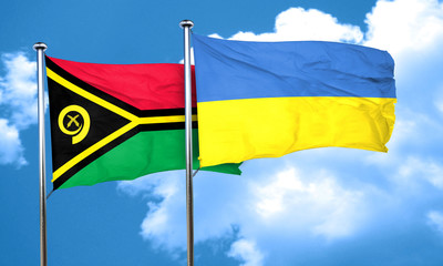 Vanatu flag with Ukraine flag, 3D rendering