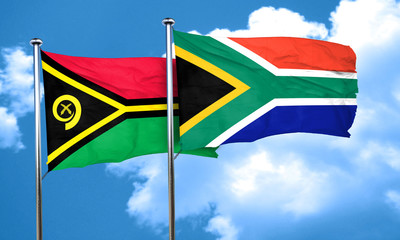 Vanatu flag with South Africa flag, 3D rendering