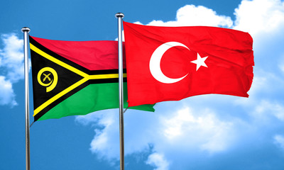 Vanatu flag with Turkey flag, 3D rendering