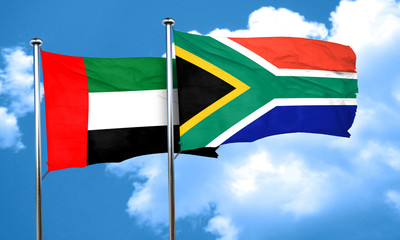 uae flag with South Africa flag, 3D rendering
