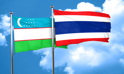 Uzbekistan flag with Thailand flag, 3D rendering