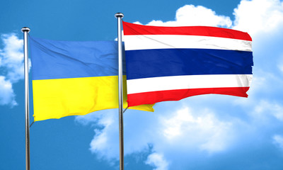 Fototapeta na wymiar Ukraine flag with Thailand flag, 3D rendering