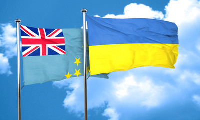 Tuvalu flag with Ukraine flag, 3D rendering
