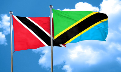 Trinidad and tobago flag with Tanzania flag, 3D rendering