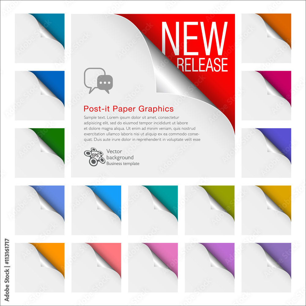 Canvas Prints colorful post-it paper set #vector graphics